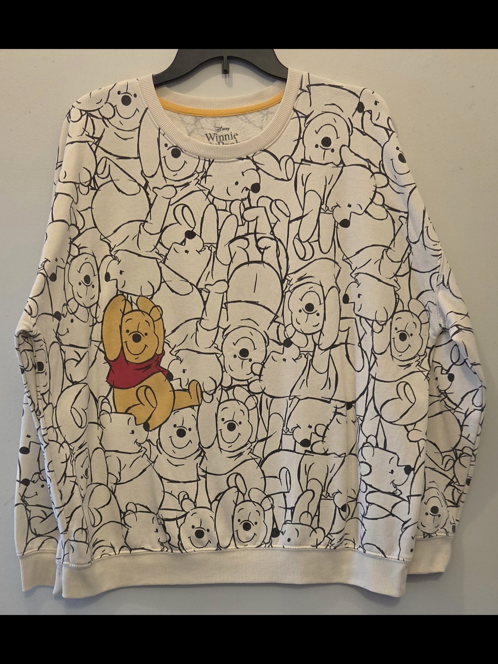 Disney Womens Winnie the Pooh Sweatshirt - Cream with Yellow & Red Accent